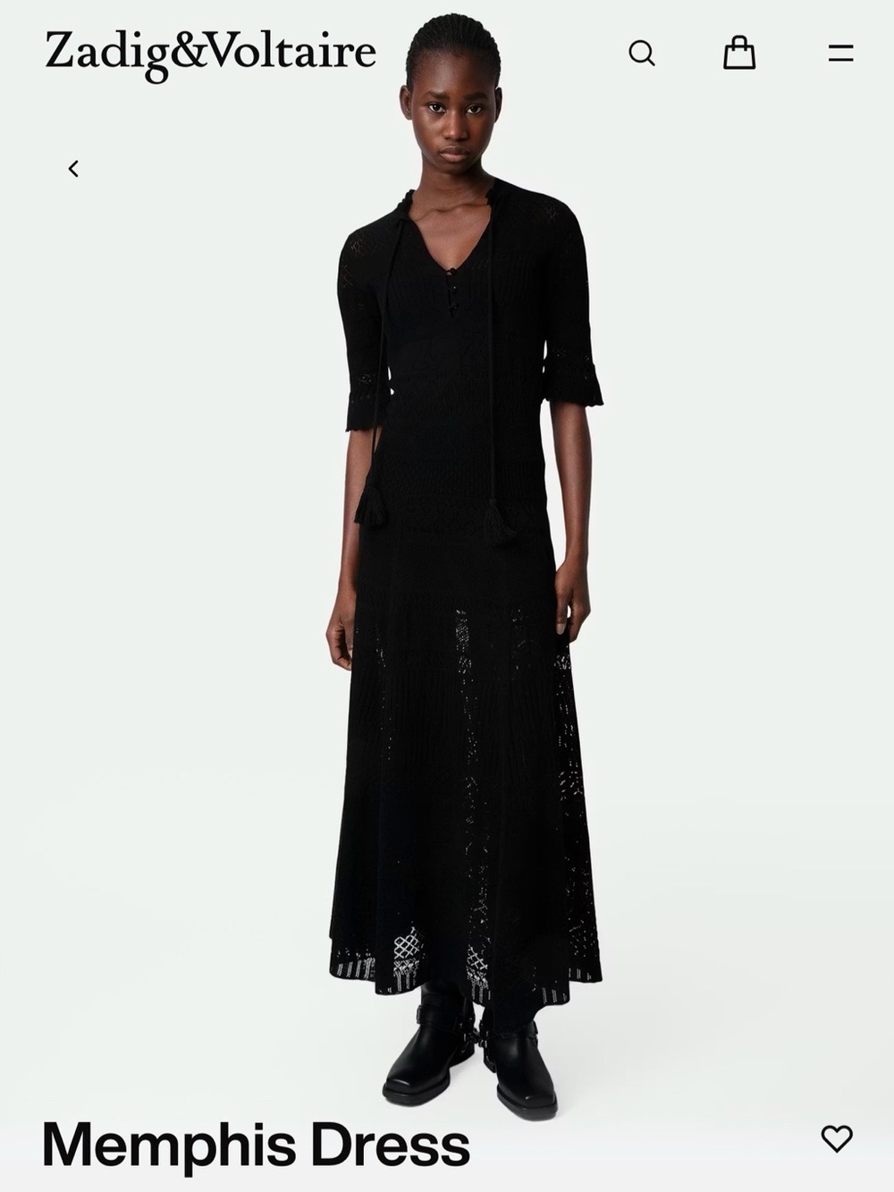 Zadig & Voltaire Memphis Pointelle Black Knit Maxi Dress